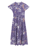 Pure Cotton Floral Notch Neck Midaxi Dress