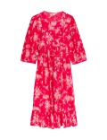 Pure Cotton Printed V-Neck Midi Smock Dress