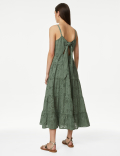 Pure Cotton Broderie V-Neck Midaxi Dress