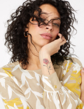 Leaf Print Waisted Midi Dress