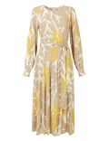 Leaf Print Waisted Midi Dress