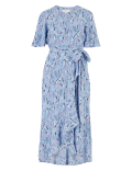 Crepe V-Neck Midi Wrap Dress