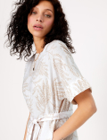Linen Printed Mini Shift Dress
