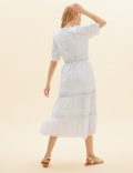 Pure Cotton Embroidered Tiered Dress