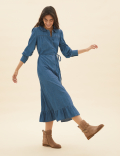 Denim Collared Midaxi Shirt Dress