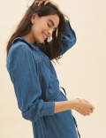 Denim Collared Midaxi Shirt Dress