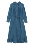 Denim Collared Midaxi Shirt Dress