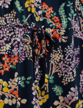 Floral High Neck Pintuck Midaxi Smock Dress