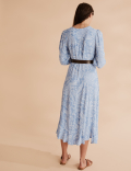 Floral Blouson Sleeve Midaxi Wrap Dress