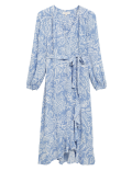 Floral Blouson Sleeve Midaxi Wrap Dress