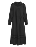 High Neck Lace Insert Midaxi Relaxed Dress