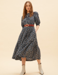 Pure Cotton Floral Midaxi Smock Dress
