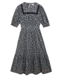 Pure Cotton Floral Midaxi Smock Dress