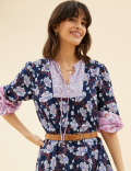 Pure Cotton Floral Maxi Tiered Dress
