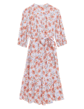 Floral V-Neck Midi Wrap Dress