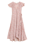 Ditsy Floral V-Neck Midi Wrap Dress
