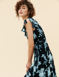 Ditsy Floral V-Neck Midi Wrap Dress