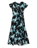 Ditsy Floral V-Neck Midi Wrap Dress