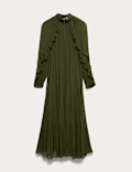 Crew Neck Ruffle Midi  Relaxed Dress