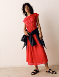 Satin Smock Detail Midaxi Dress
