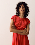 Satin Smock Detail Midaxi Dress