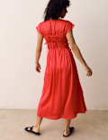 Satin Smock Detail Midaxi Dress