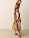 Paisley V-Neck Midaxi Skater Dress