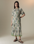 Cotton Rich Printed Midaxi Tiered Dress