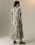 Cotton Rich Printed Midaxi Tiered Dress
