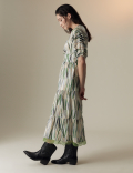 Cotton Rich Printed Midaxi Tiered Dress