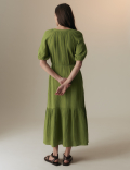 Pure Cotton Textured Midi Tiered Dress