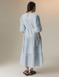 Pure Cotton Pintuck Midaxi Tiered Dress