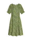 Pure Cotton Printed Midi Smock Relaxed Dress