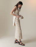 Pure Cotton Textured Midi Knitted Dress
