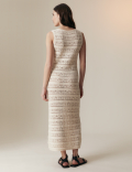 Pure Cotton Textured Midi Knitted Dress