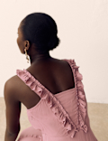 V-Neck Ruffle Detail Maxi Waisted Dress