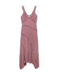 V-Neck Ruffle Detail Maxi Waisted Dress