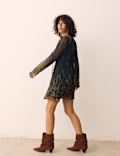 Floral Print Tie Detail Mini Smock Dress