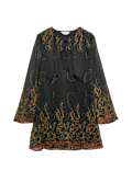 Floral Print Tie Detail Mini Smock Dress