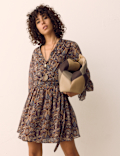 Paisley Floral V Neck Mini Waisted Dress