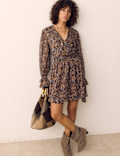 Paisley Floral V Neck Mini Waisted Dress
