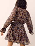 Paisley Floral V Neck Mini Waisted Dress