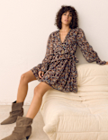 Paisley Floral V Neck Mini Waisted Dress