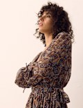 Paisley Floral V Neck Mini Waisted Dress