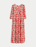 Floral V-Neck Midaxi Tea Dress