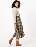 Checked Midi Skater Skirt
