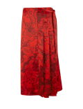 Satin Floral Pleated Midi Wrap Skirt