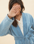 Denim Belted Longline Kimono