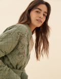 Printed Quilted Longline Jacket
