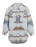 Printed Relaxed Shacket with Wool